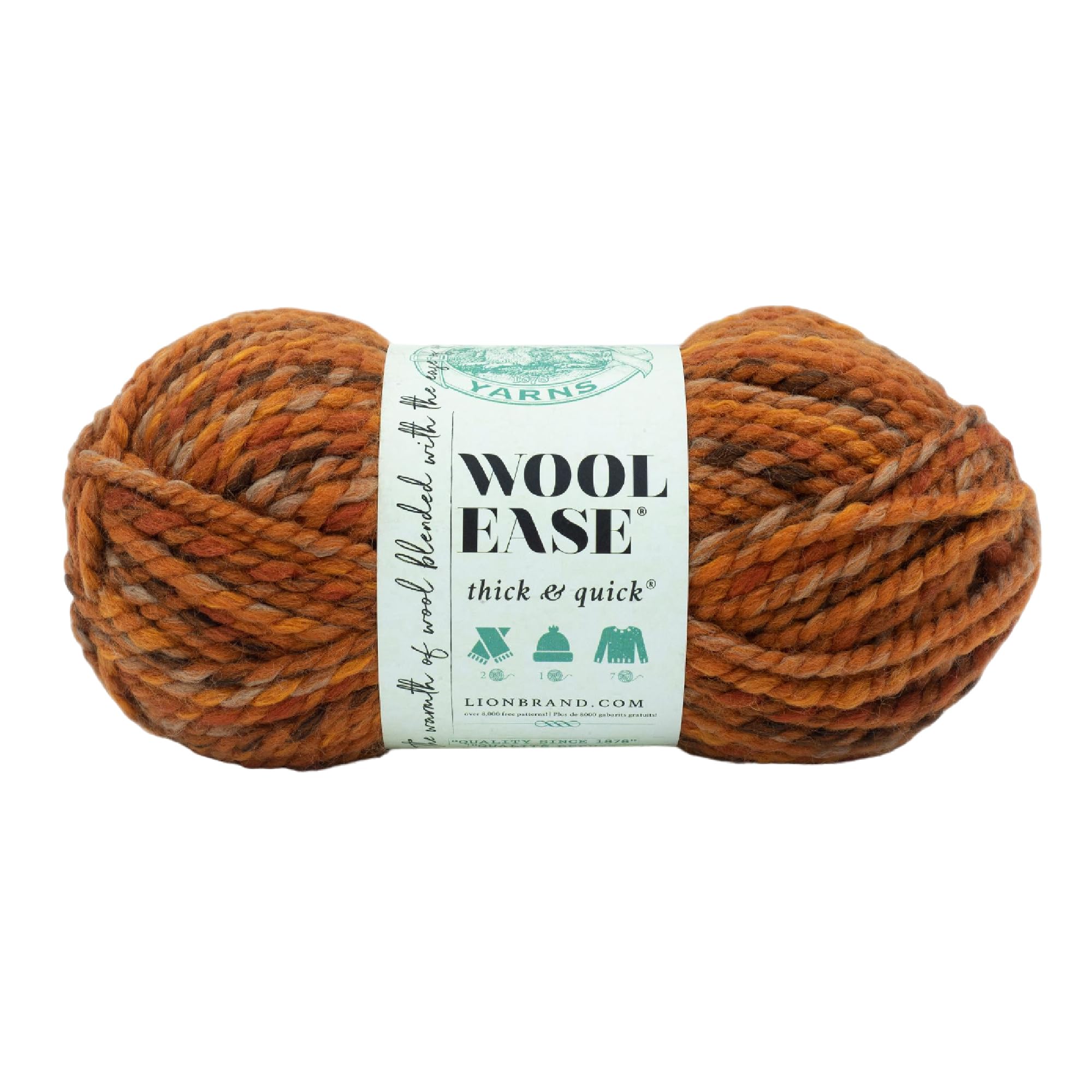 Lion Brand Yarn Wool-Ease Thick and Quick Yarn, Soft and Bulky Yarn for Knitting, Crocheting, and Crafting, 1 Pack, Fall Leaves
