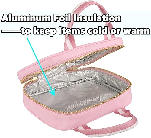 Miniatura 2 de Bolsa de almuerzo personalizada para niños con parche de nombre de chenilla, lonchera escolar de nailon personalizada, regalos para estudiantes,