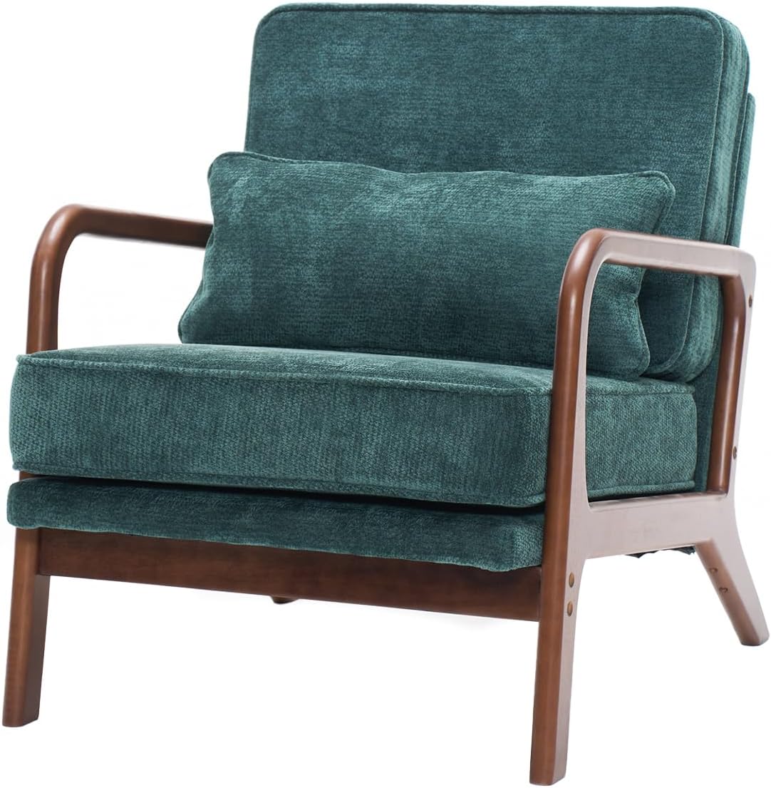Living Room Leisure Chair, Bedroom Reading Chair, Armchair, Medieval Modern Leisure Chair, Suitable for Living Room, can be Matched with Home Style(Rounded armrest) (Beige)