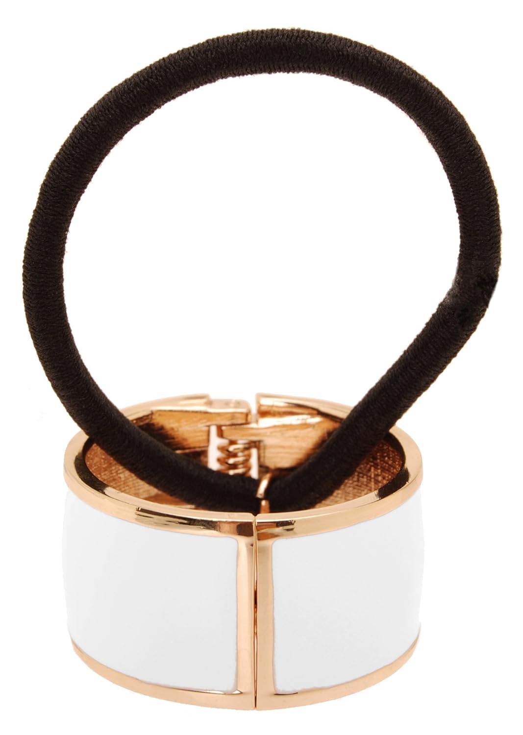 L. Erickson Atelier Enamel Cuff Pony Hair Tie in White and Gold