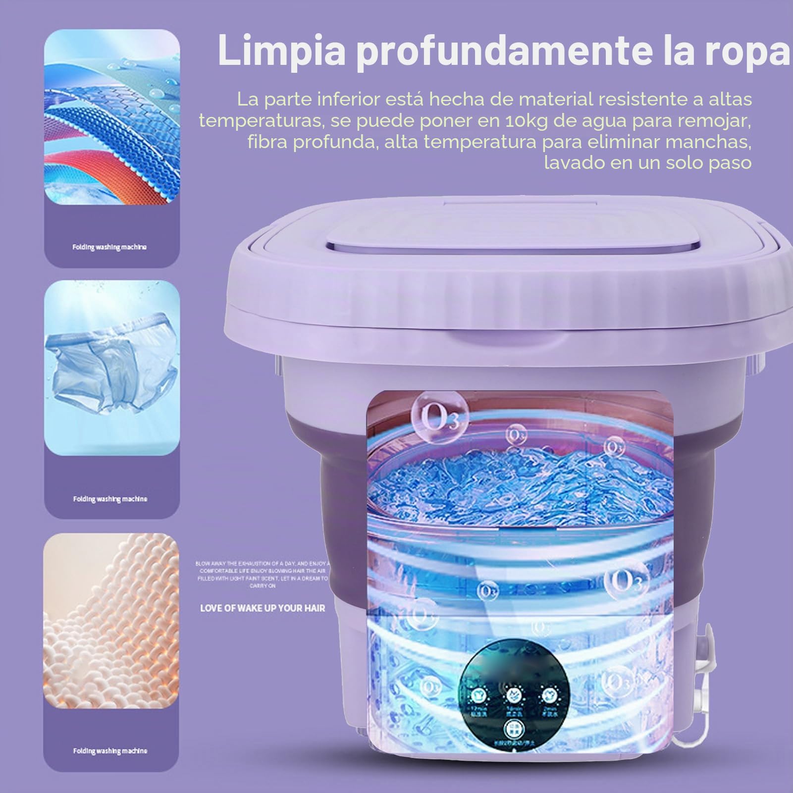 Lavadora Portátil, Potente Eliminación de Manchas, Mini Lavadora Plegable Automática de 110 a 240V, 11L para RV (Enchufe de la UE)
