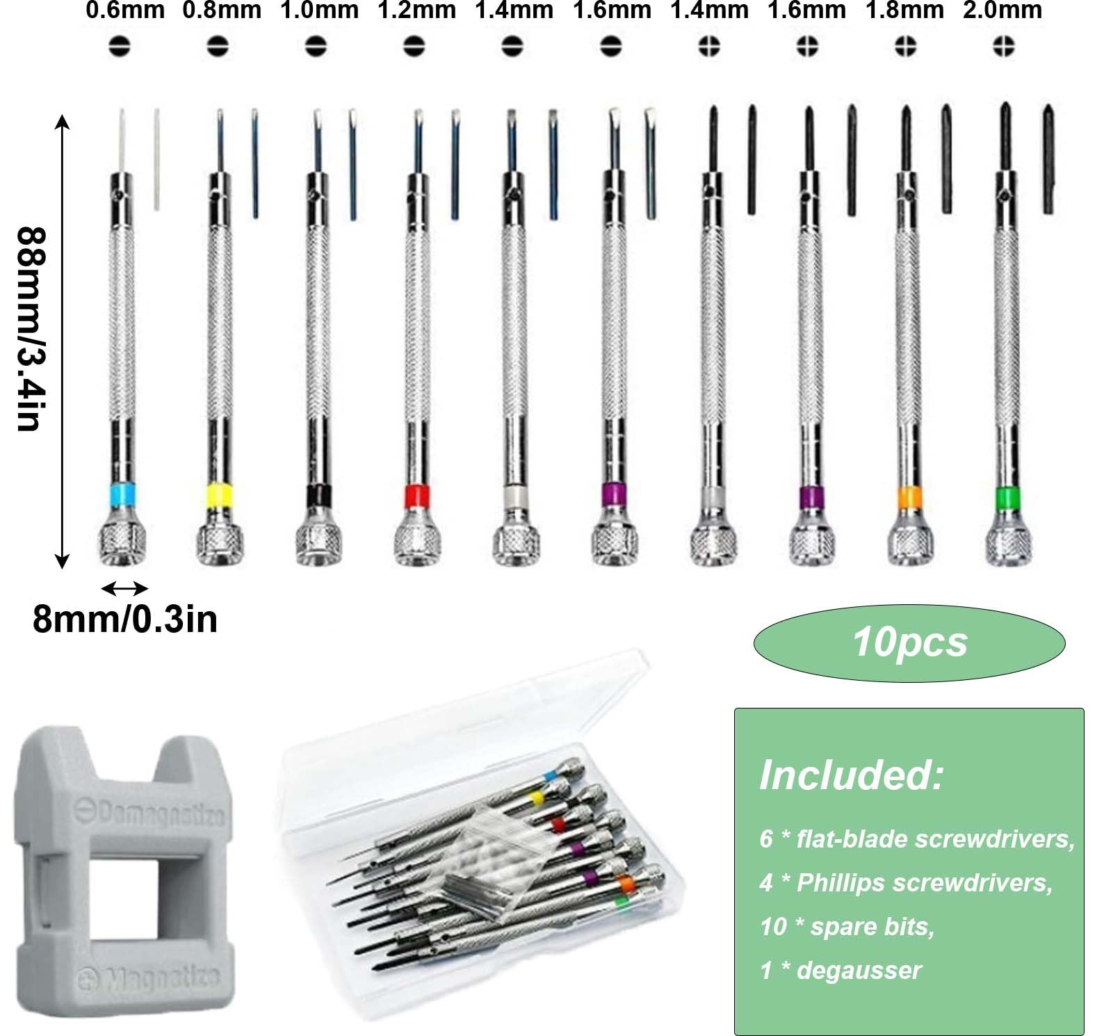 Watchmaker's Screwdriver Set, 10 Pcs 0.6-1.6 mm Precision Screwdriver Set - Image 2