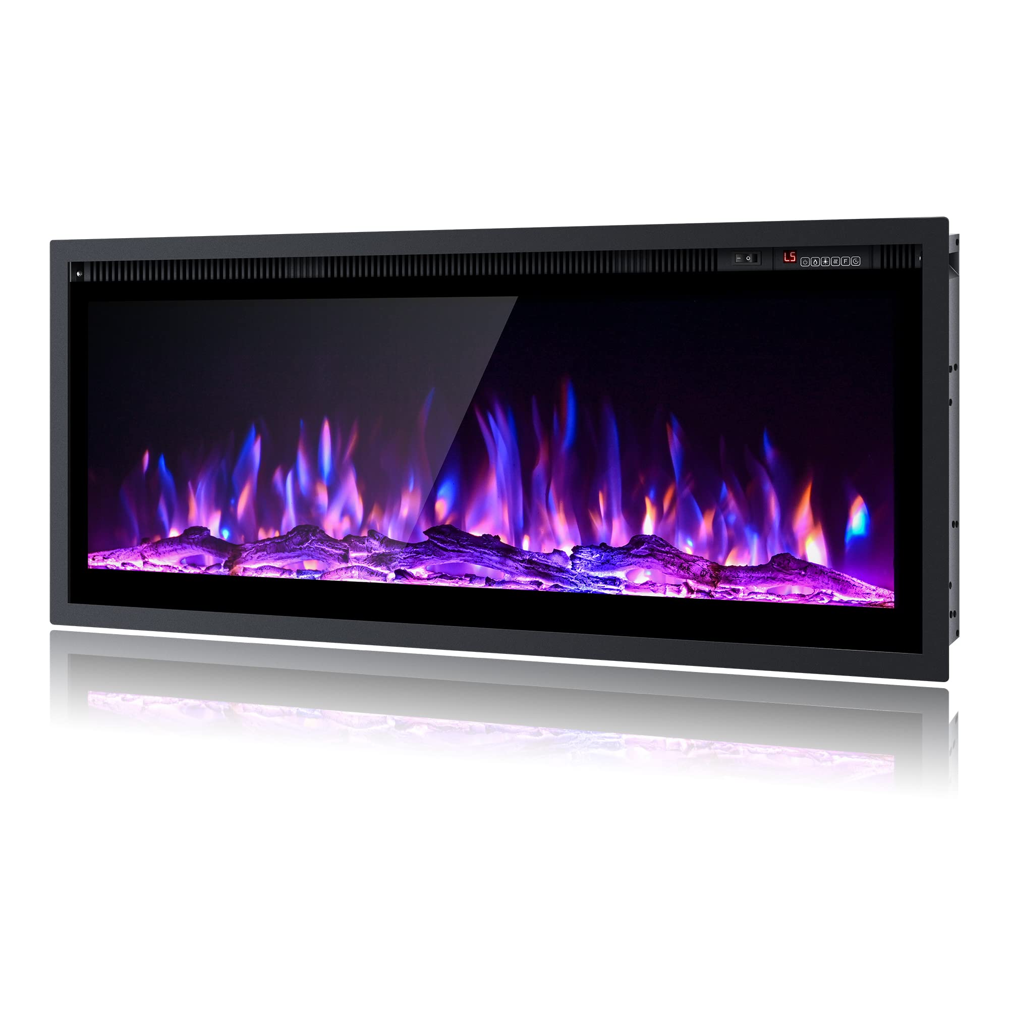 Amazon.com: Euhomy Electric Fireplace, 60 Recessed and Wall Mounted  Electric Fireplace, 12 Color Flame 5 Flame Settings, Linear Fireplace with  Operating Buttons and Remote Control, Log Set and Crystal 750/1500W : Home