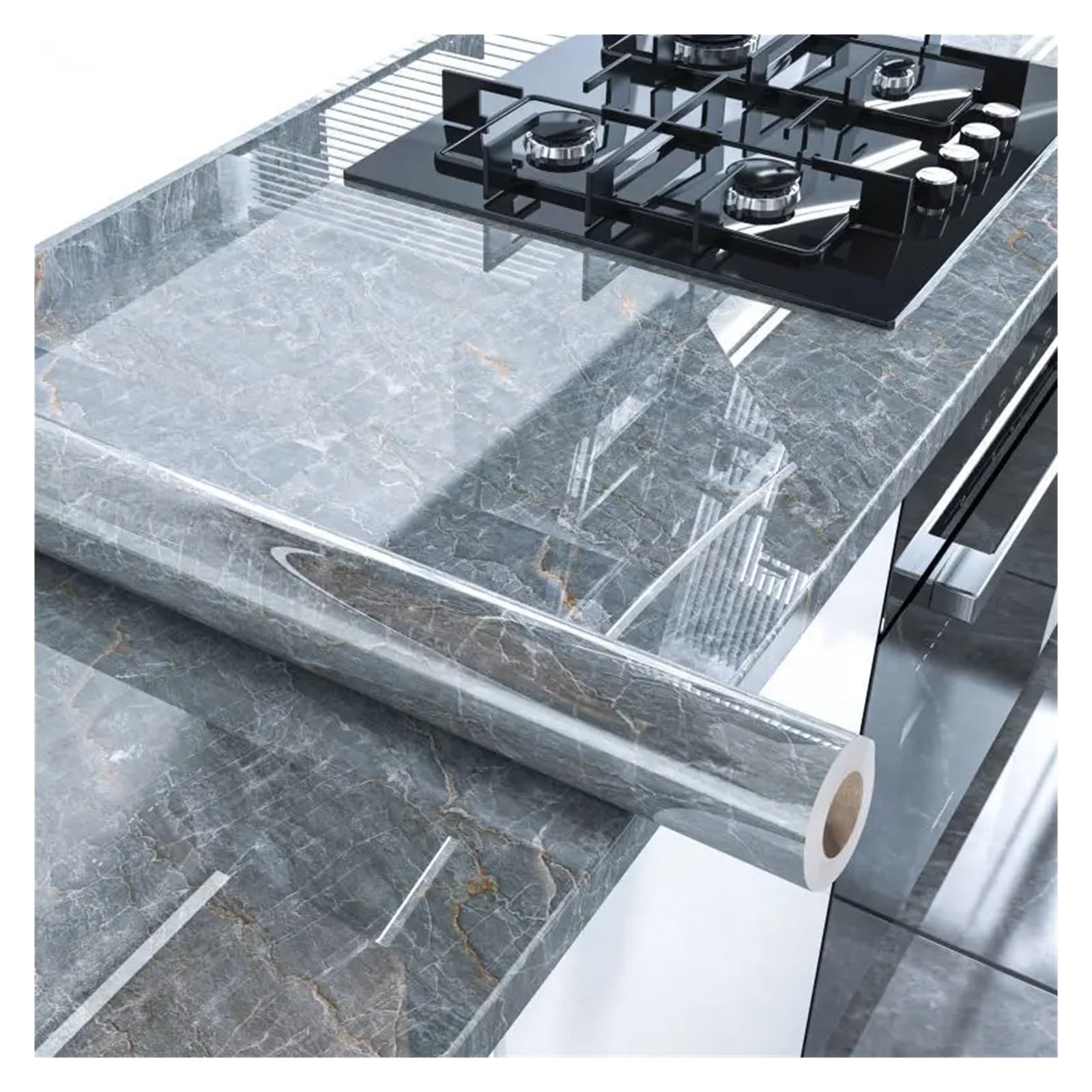 Kitchen Wallpaper Kitchen Backsplash Wallpaper, Peel and Stick Aluminum Foil Contact Paper, Self Adhesive, Oil-Proof, Heat Resistant, Wall Sticker