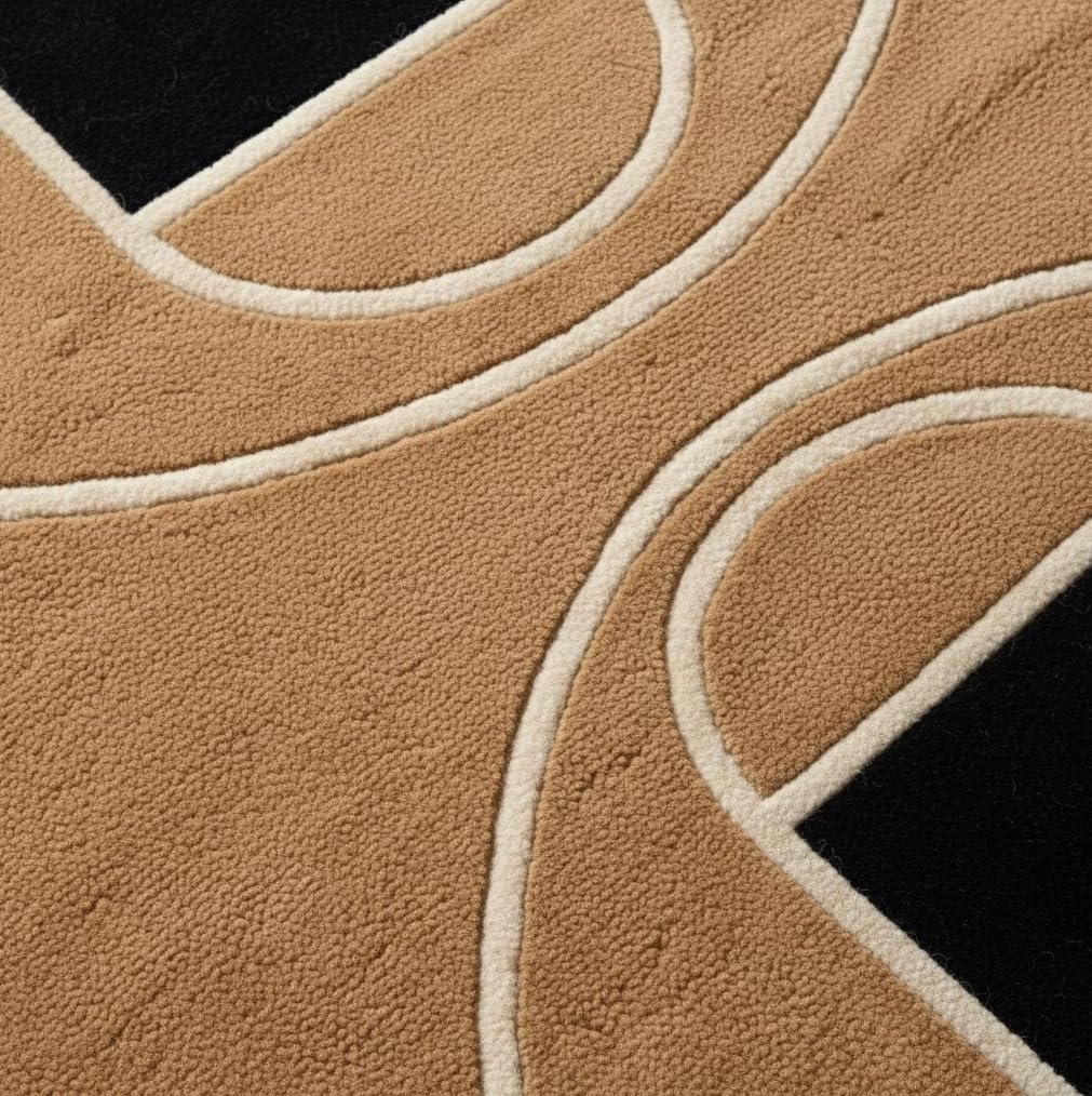 Basketball Court Area Rug, Brown and Black, Sports Theme, Hardwood Floor Design (8 * 10 feet)