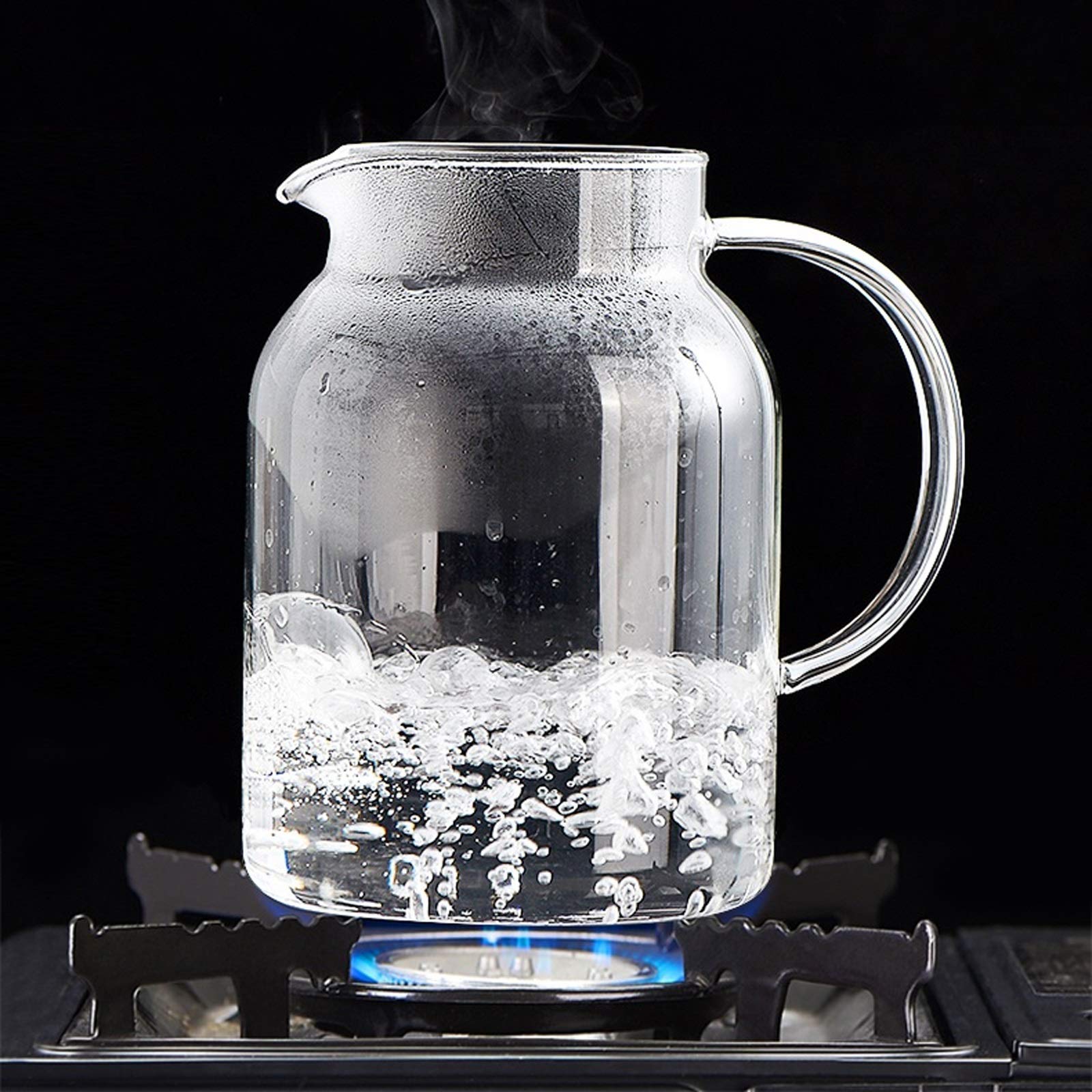Jarra Agua Fria Lanzador de Vidrio de Gran Capacidad con Tapa de Acero Inoxidable Tetera de Cristal Resistente a la Alta Temperatura Material Engrosado Jarra Agua Detox Frutas (Size : 1.8L)