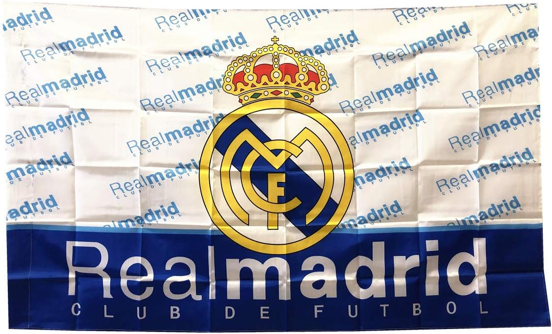UHBHEA Real Madrid Soccer Flag - FC Club Banner for Wall Patio Garden Lawn Outdoor Nylon Flag White/Home 5935IN