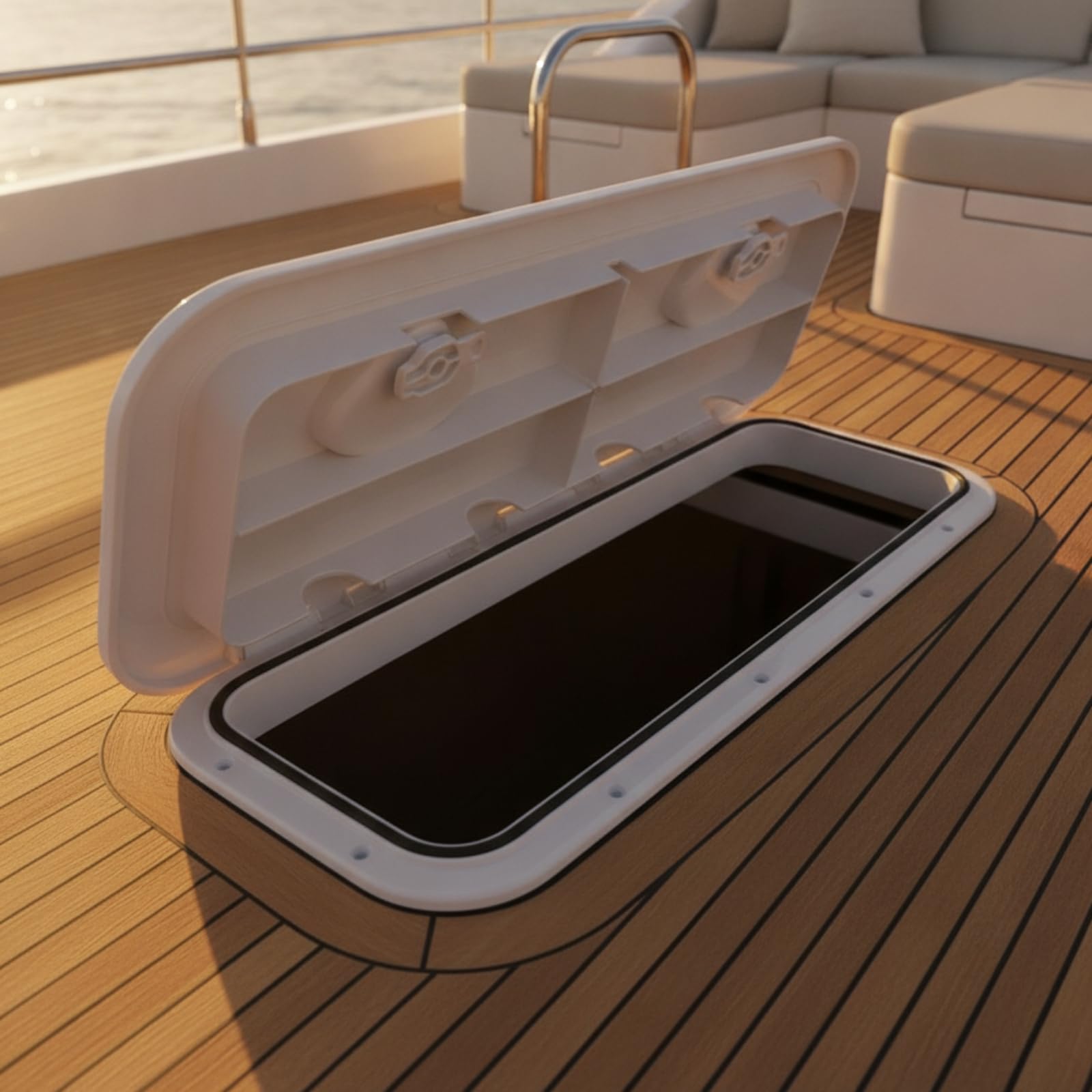 Sportello Botola Nautica Coperchio Ponte Barca Portello Ispezione con Guarnizione in Fibra di Vetro Cornice Preinstallata E Angoli Arrotondati Apertura Rapida Adatto a Sottocoperta | Impermeabile, Rettangolare, Passauomo, per Coperta