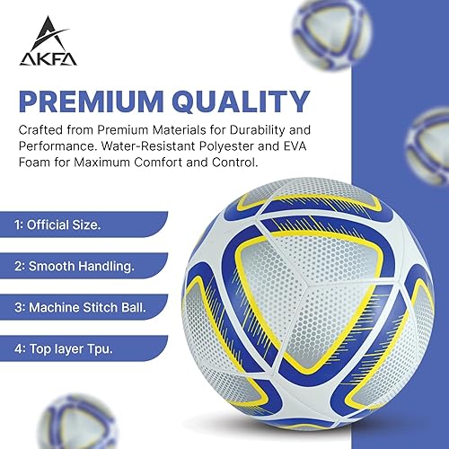 Miniatura 3 de ARTC AKFA Champion - Balón de fútbol tamaño 5, pelota de fósforo, calidad premium, resistente a la intemperie, agarre duradero