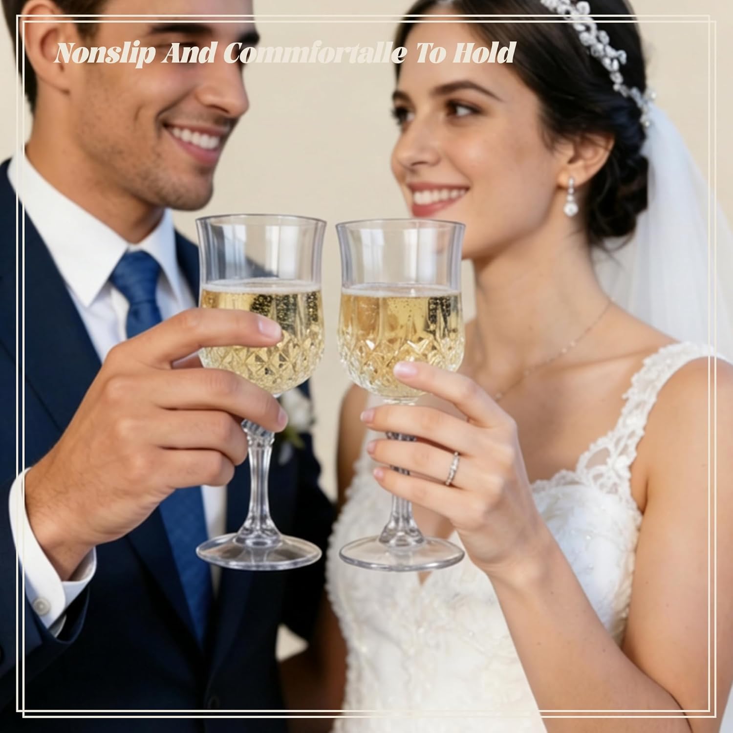 Plastic Wine Glasses, 10OZ Plastic Goblets Vintage Style Cordial Drinking Glasses for Wedding Reception, Grand Event Party Supplies(16, Clear) - Image 8