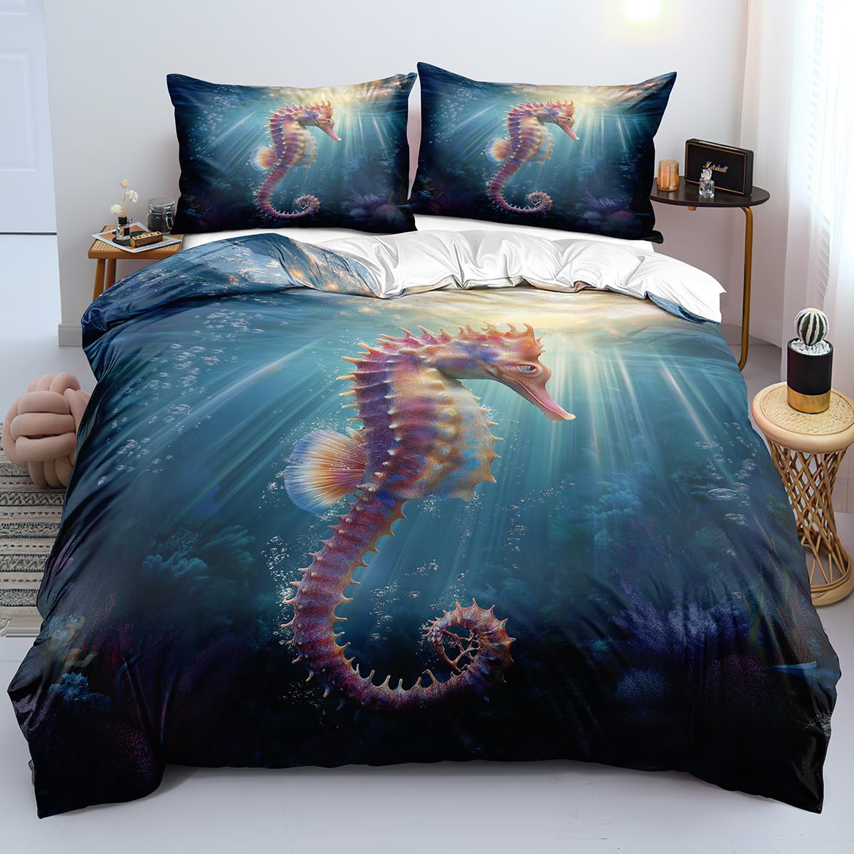 Housse de couette monde sous-marin bleu pour une chambre d'enfant thématique océan
