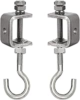 WEKBOSS 2-Pack Stainless Steel C-Clamps & Heavy Duty J-Hooks for 1-Inch I-Beams - Rust-Proof Beam Hooks for Garage, Plants, Tools