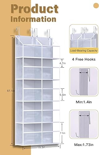 Miniatura 2 de Organizador de puerta con 5 estantes, organizador de puerta colgante con 10 bolsillos, almacenamiento detrás de la puerta, organizadores y