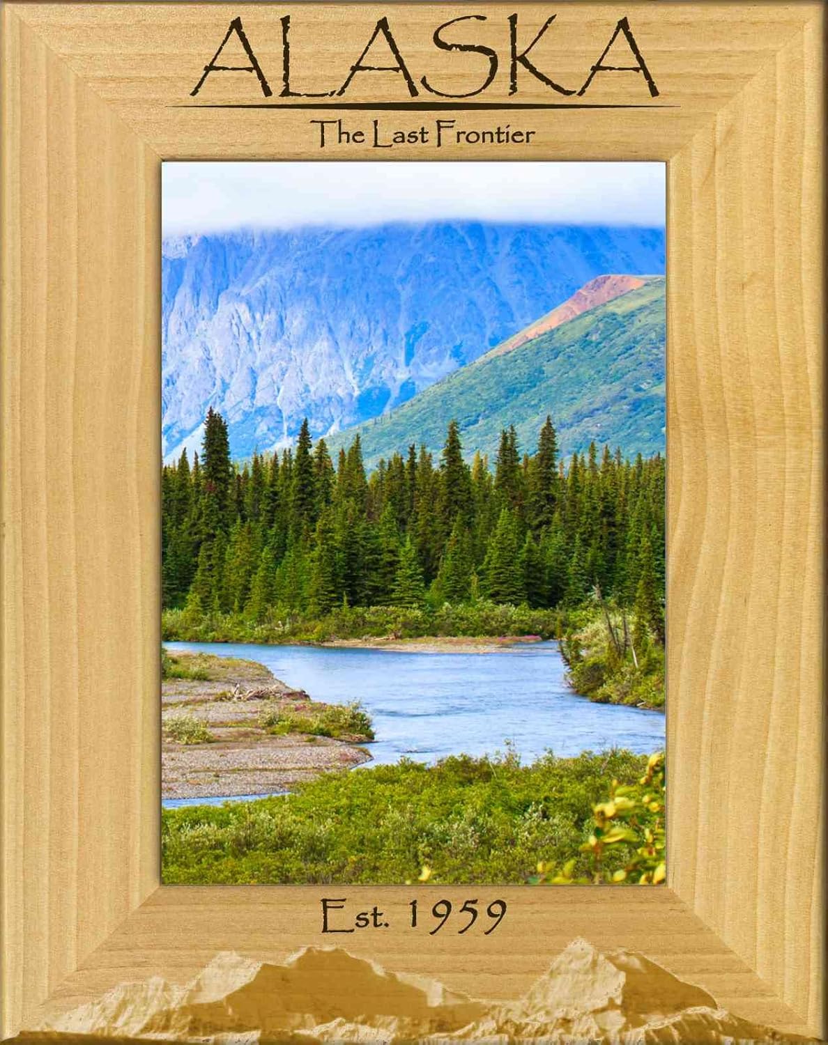 Saddle Mountain Souvenir Alaska The Last Frontier Est. 1959 Laser Engraved Wood Picture Frame Portrait (3 x 5)
