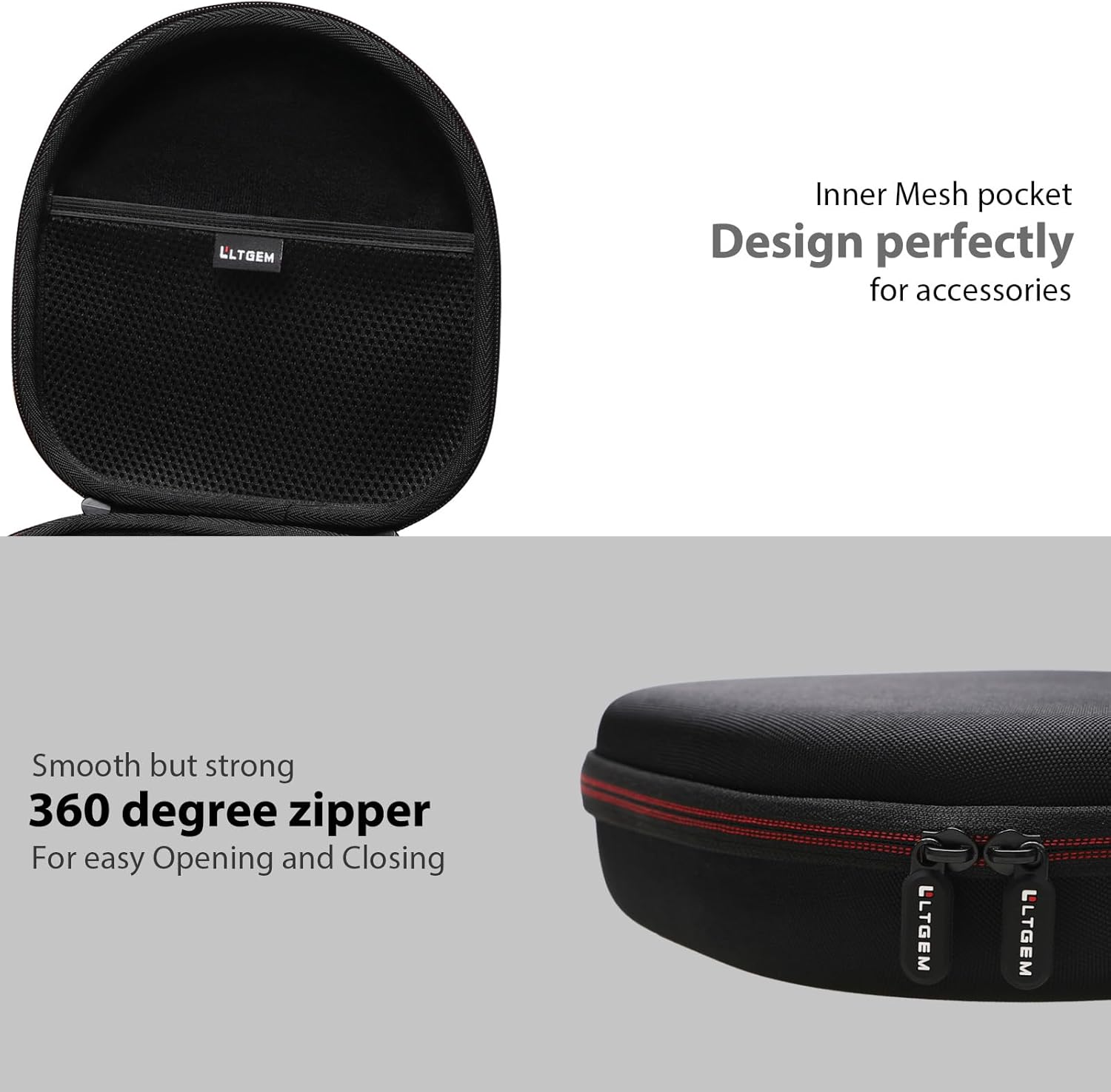 LTGEM Hard Case for Anker Soundcore Space Q45 / Q35 / One Pro and Soundcore Anker Life Q30 / Q20 / Q20i Adaptive Noise Cancelling Headphones - Protective Carrying Storage Bag (Black) - Image 7