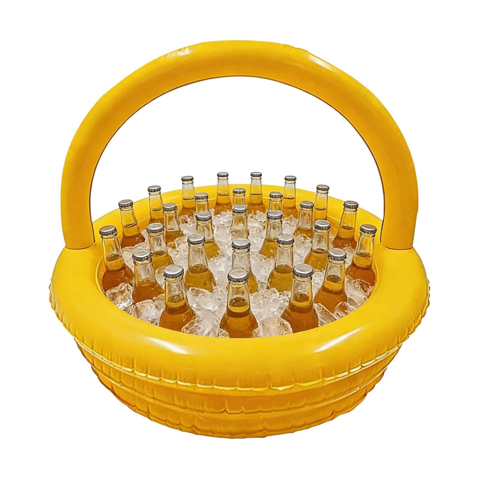 Aufblasbarer Kühler – PVC-Wasserdichter schwimmender Eimer, 63 x 61 cm, tragbarer Getränkehalter, wiederverwendbare Getränkeablage für Pool, Terrasse, Rasen, Garten, , Camping, Picknick