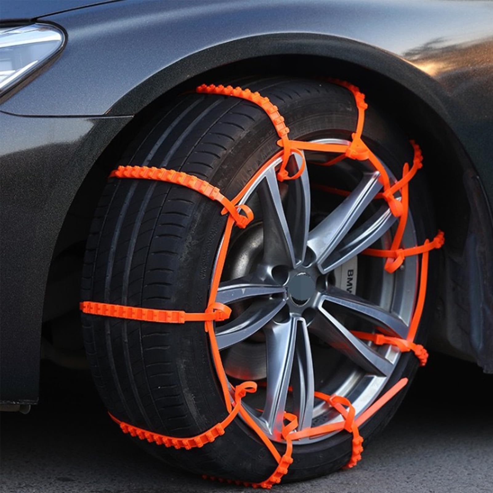 24 PCS Schneeketten,Schneekette Auto,Reifen Schneekette Ultraleistungsfähig,Universal Winter Reifenketten,mit Handschuhe & Schneeschaufel,Auto Schneeketten 145-295mm,für Winterreifen für Suv,Lkw