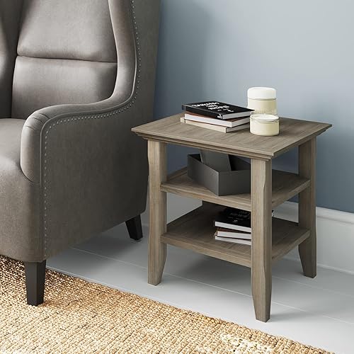 Miniatura 84 de Mesa auxiliar Acadian de Simpli Home, Madera Negro -,Marrón castaño,Azul costero envejecido,Distressed Grey,Casa de campo café,casa de campo