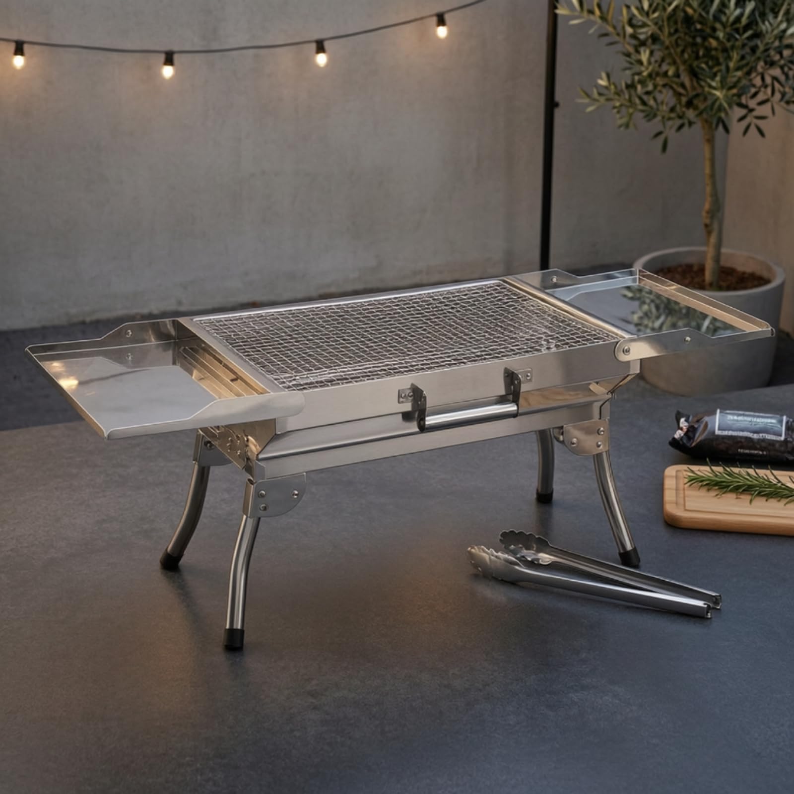 Gralara Barbecue a Carbone Pieghevole Co Barbecue Portatile con Ripiani Robusto Griglia Pieghevole con Maniglia per Campeggiatori, Famiglie, Picnic, Verde Militare, 82 30 35 Cm