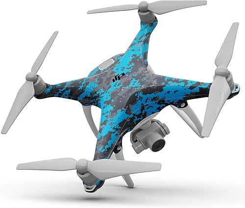 Miniatura 2 de Compatible con Drone DJI Mavic - Adhesivo protector de vinilo resistente a los arañazos - Camuflaje digital azul brillante y gris