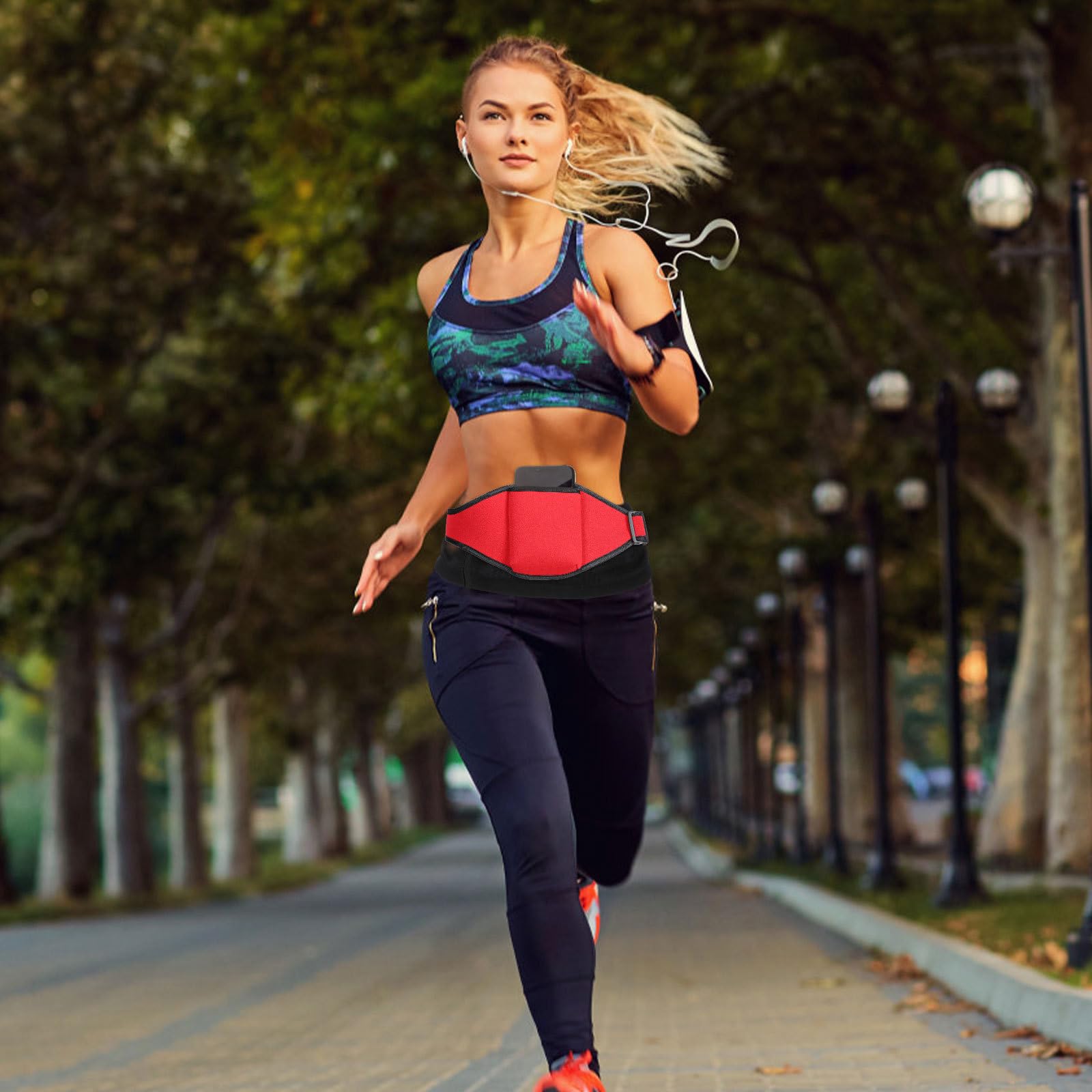 Borsa Cintura per Microfono Fitness in Fibra di Poliestere Rossa, Portamicrofono Sicuro e Discreto per Sport e Palcoscenico
