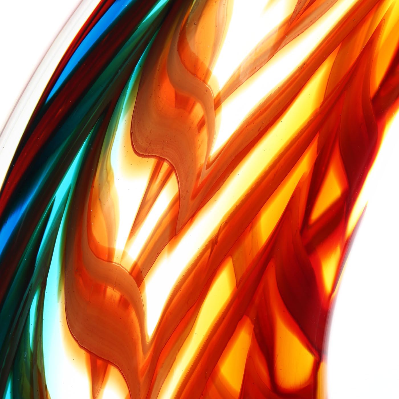 Luxury Lane Hand Blown Flame Sommerso Art Glass Sculpture for Home Decor 16 inch Tall Centerpiece Table Decoration