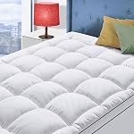 King Size Mattress Topper for Back Pain, Cooling Extra Thick Mattress Pad Cover with 8-21 inch Deep Pocket, Plush Pillow Top Mattress Topper Overfilled with Down Alternative, King Size, White