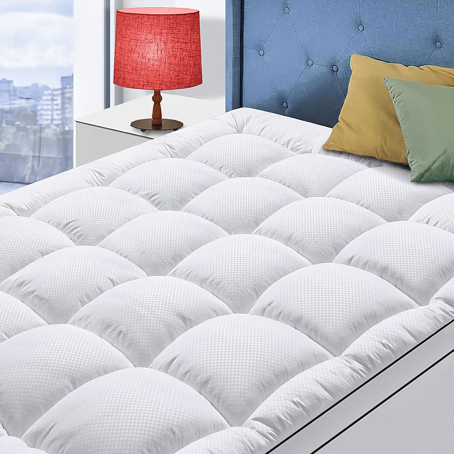 California King Mattress Topper for Back Pain Cooling Extra Thick Mattress Pad Cover with 8-21 inch Deep Pocket