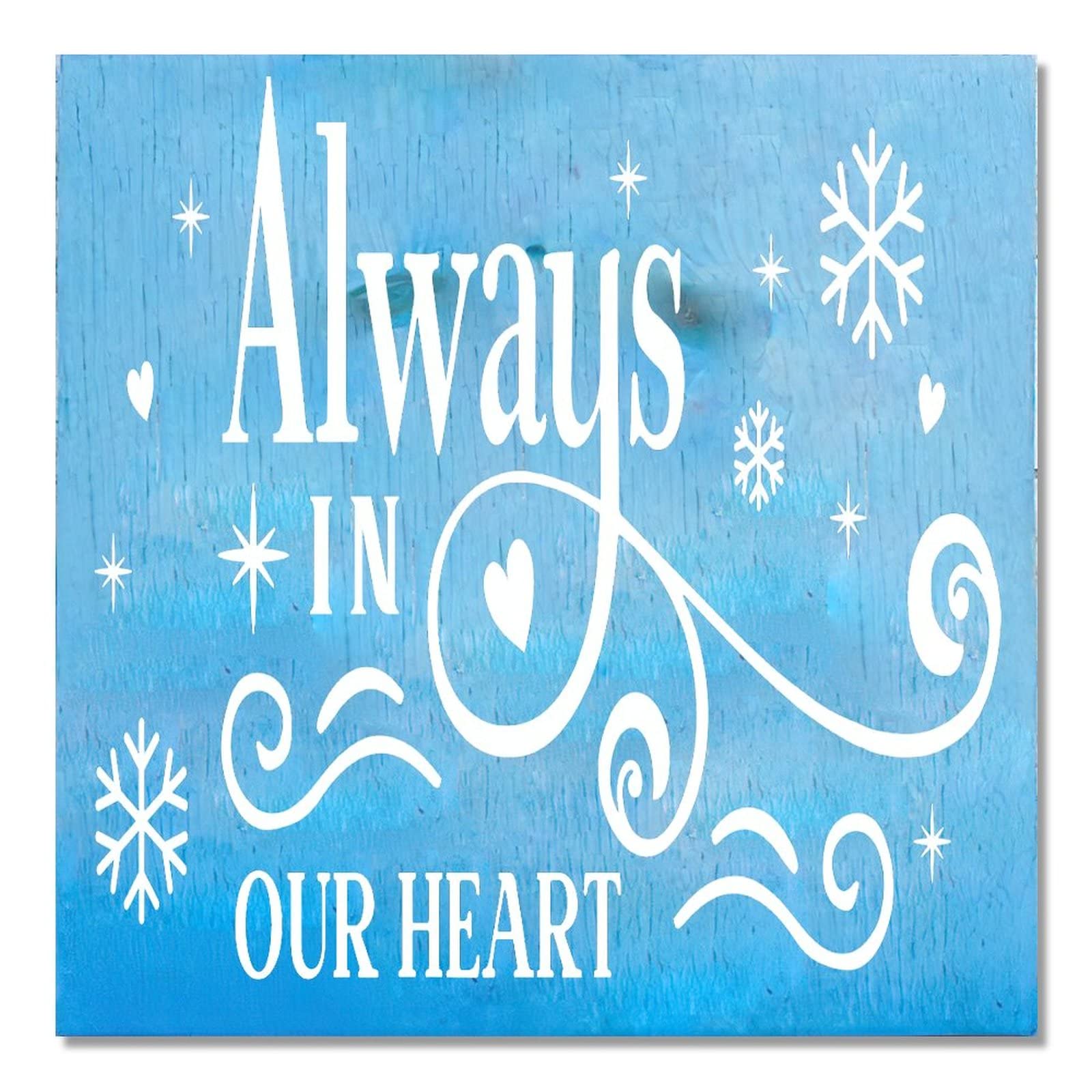 Plaque en bois suspendre Always in Our Heart, porte de Noël 40 cm