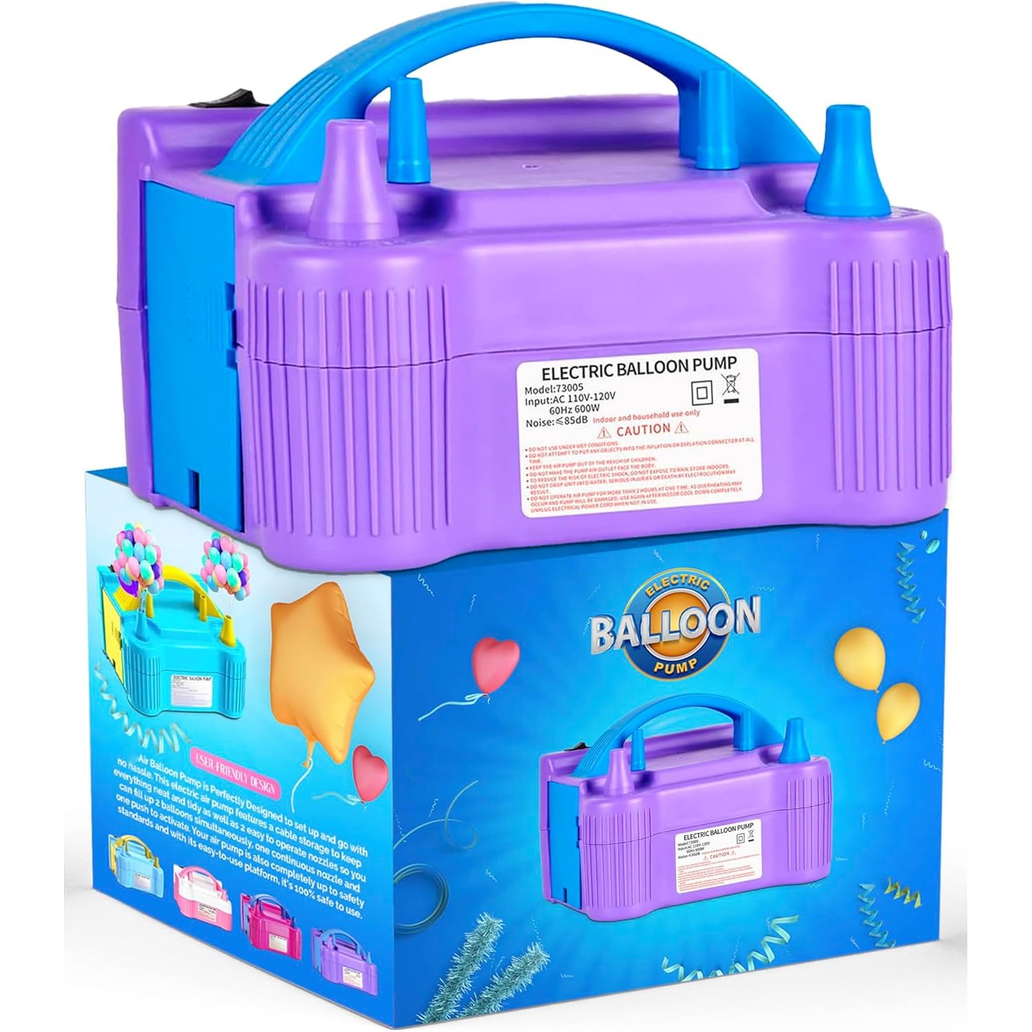 Active 100 Portable Dual Nozzle Electric Air Pump for Balloons for Outdoor Recreations 220v-240v 600w