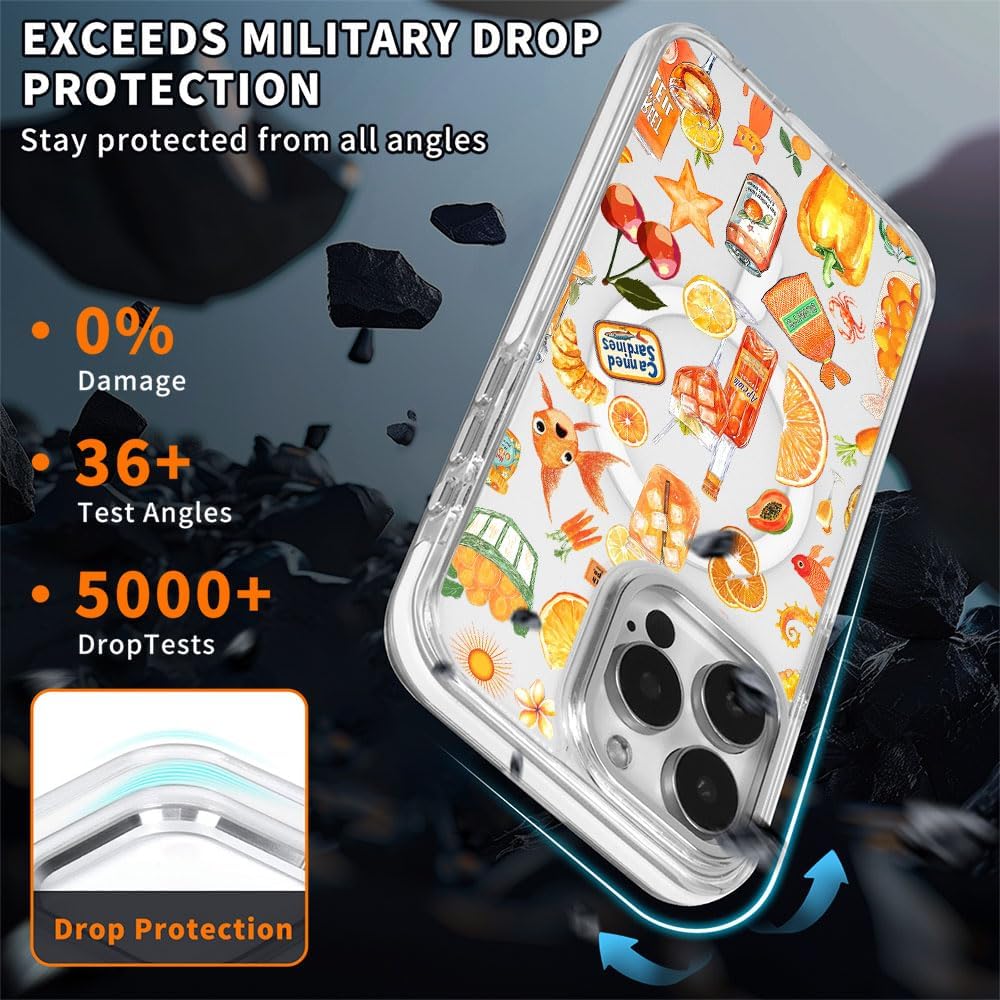 DAIZAG Case for iPhone 14 Pro Max, [Compatible with MagSafe],Phone Case for Women Girls Magnetic Clear Cover,Fruit Collage Summer Aesthetic image 4