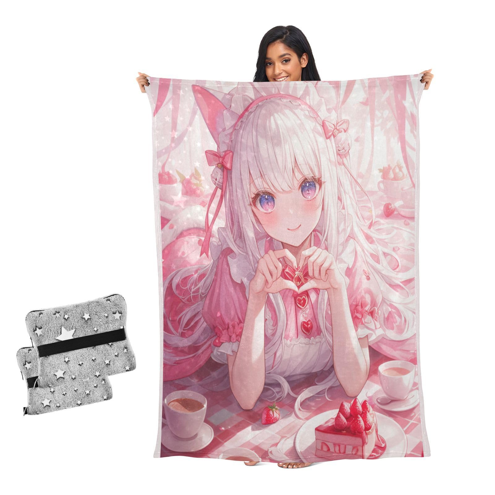 Couverture douillette pour canapé gâteau fraises plaid chaud salon ado lit