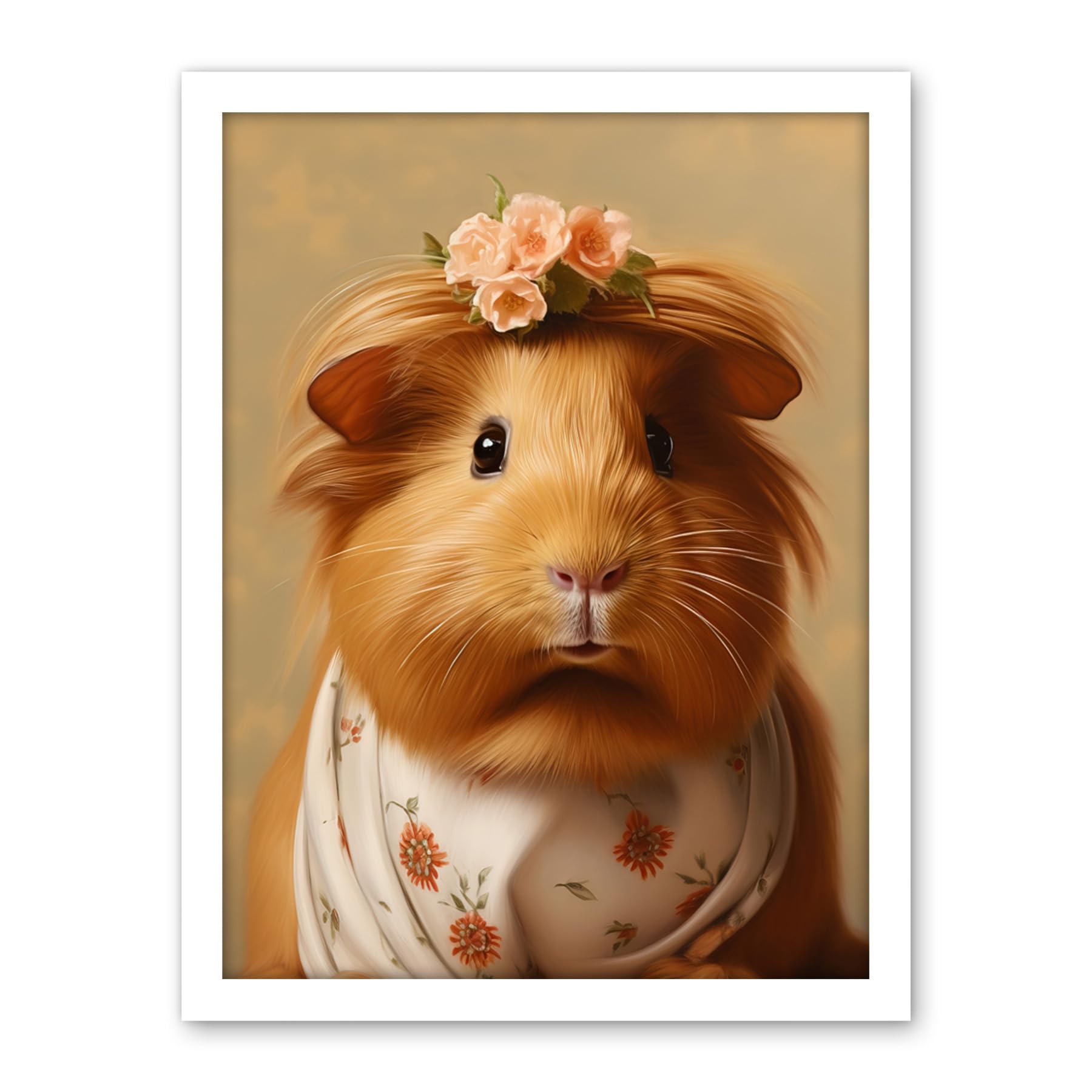 Artery8 Cute Dressed Up Guinea Pig Girls Bedroom Artwork Framed Wall Art Print 18X24 Inch