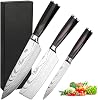 Knife Set 3-Piece Kitchen Knife Set Made of High-Quality Carbon Stainless Steel Professional Knife Set with Chefs Knife Chopping Knife Utility Knife Precise Cutting - Gift for Cooking Enthusiasts