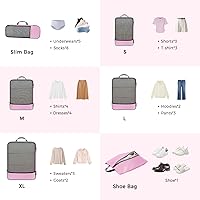 Vista 150 de BAGAIL 4 juegos/6 juegos/8 cubos de compresión para embalaje, accesorios de viaje, organizadores de embalaje expandibles (malla cuadrada, 06-beige)