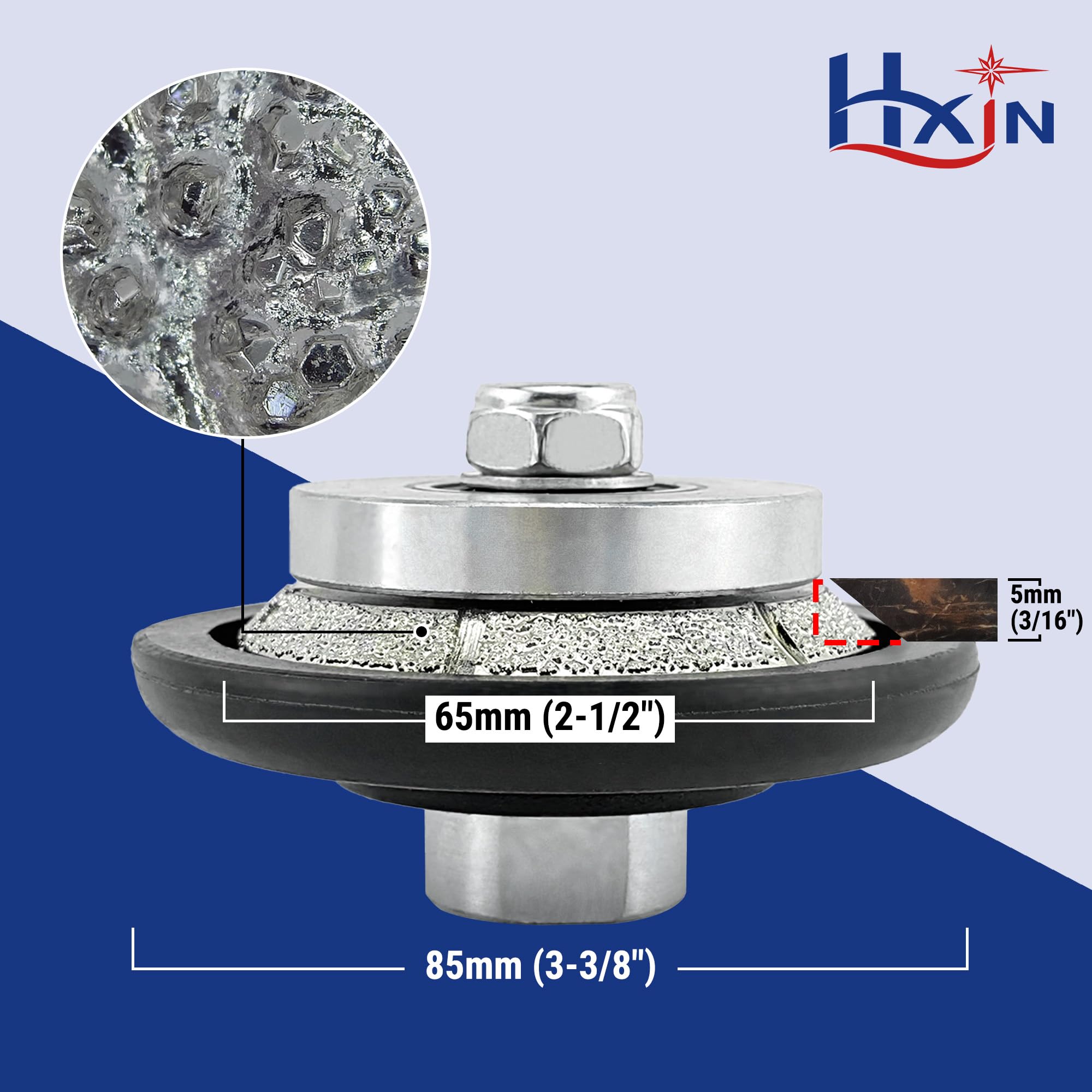Broca de diamante soldada al vacío para fresadora de diamante para perfilar en seco o húmedo, porcelana, cerámica, granito, mármol, piedra con uso de 5/20.3 cm-11 en amoladora angular E0565 (3/16
