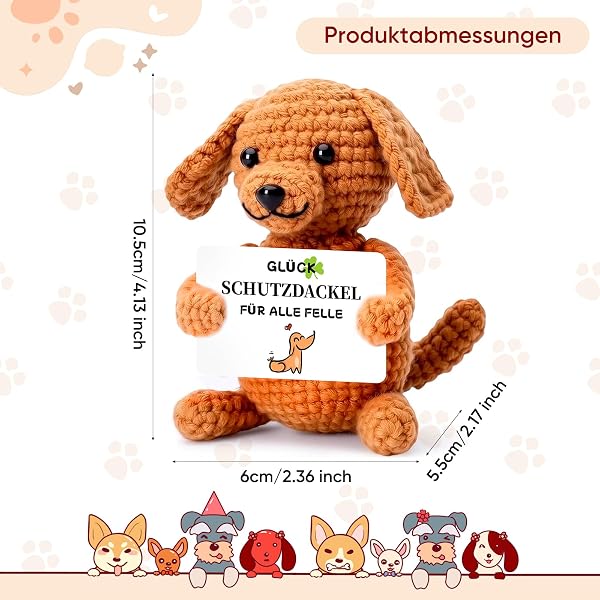 MOAZIFI Handgefertigter Schutzdackel Glücksbringer - Süße Dackel Geschenke Für Frauen & Männer - Kleiner Mutmacher & Motivationsgeschenke Für Viel Glück Prüfung, Schule & Büro, Glücksbringer Prüfung - 2