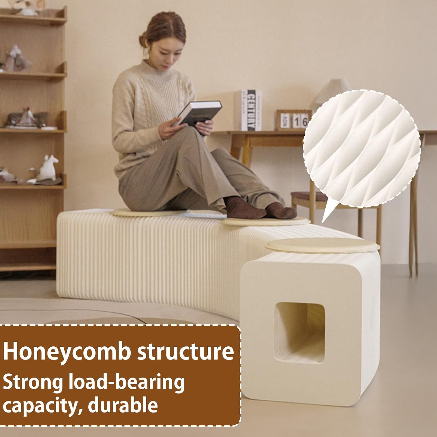 Accordion Paper Folding Sofa Chair with PU Cushion - Fashionable Space-Saving Design for Living Room, Coffee Bar, and Entrance Hall