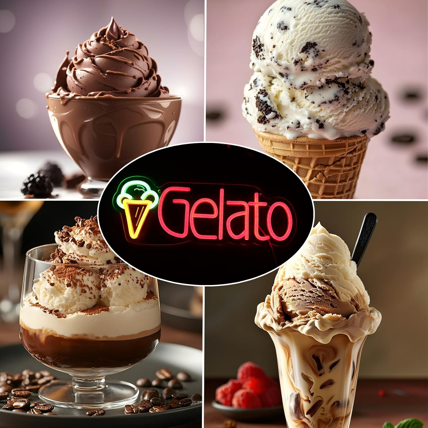 Gelato Neon Sign for Wall Decor, Italian Ice Cream Neon Light with Dimmer Switch for Business, USB Power LED Sign Lights for Home Bar Store, LED Neon Sign Wall Art Neon Light for Beer Pub(Gelato)