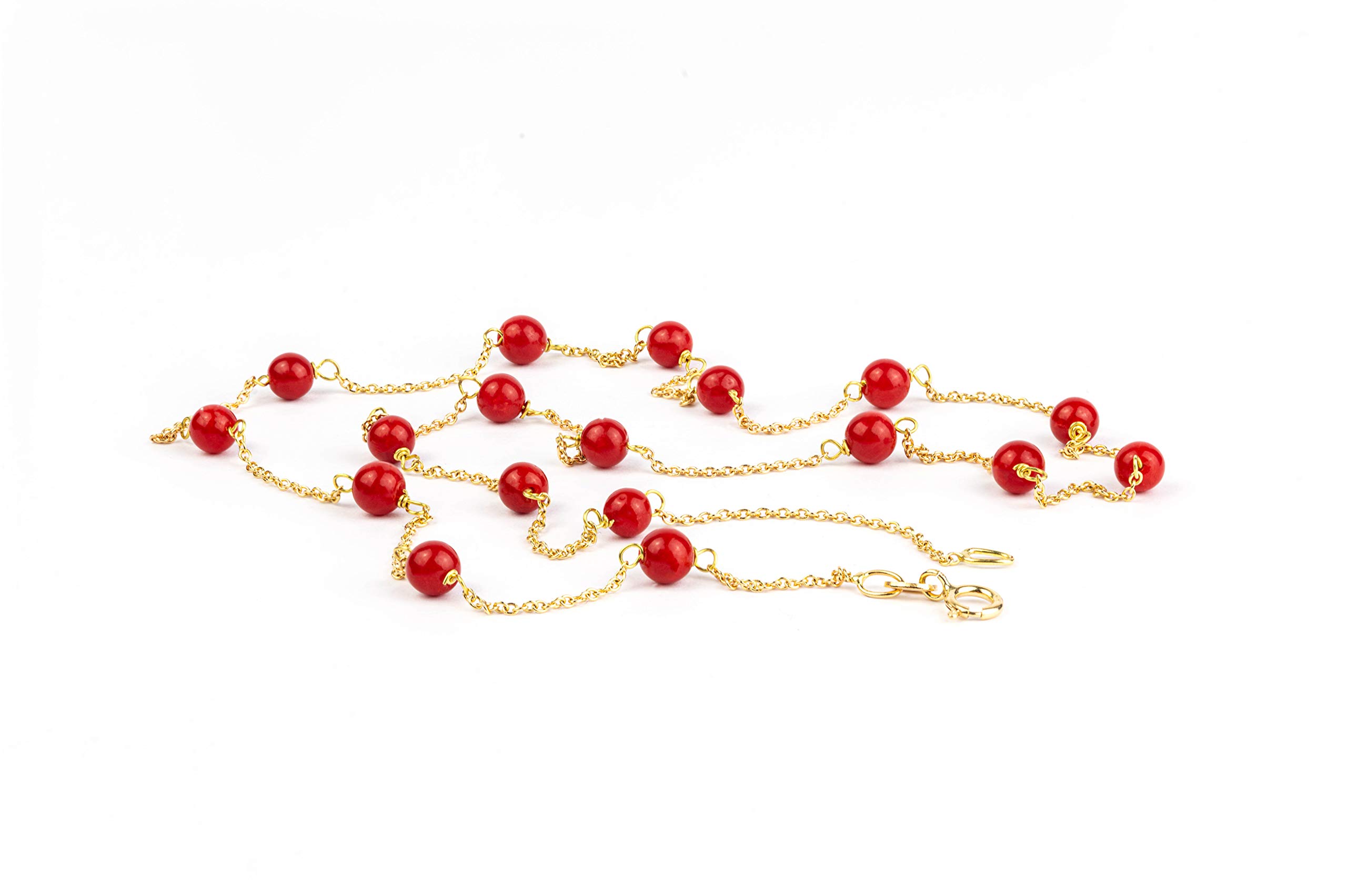 Collana in oro con pallini di corallo del Mediterraneo (Corallo Sardo)