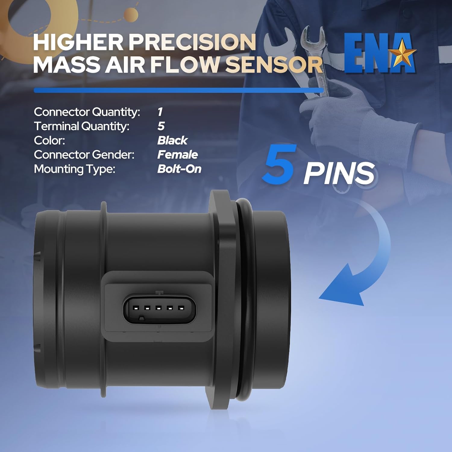 ENA Mass Air Flow Sensor Meter MAF Compatible with Mini Cooper 2009 2010 2011 2012 Replacement for 13627582553 MAS0359