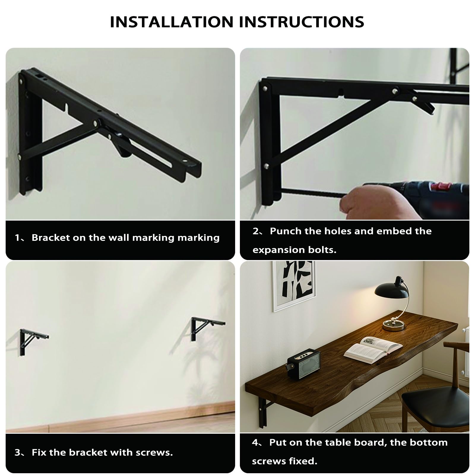 壁に突っ張り棒で固定するタイプの折り畳みテーブルです。 壁に突っ張り棒で固定するタイプの折り畳みテーブルです。