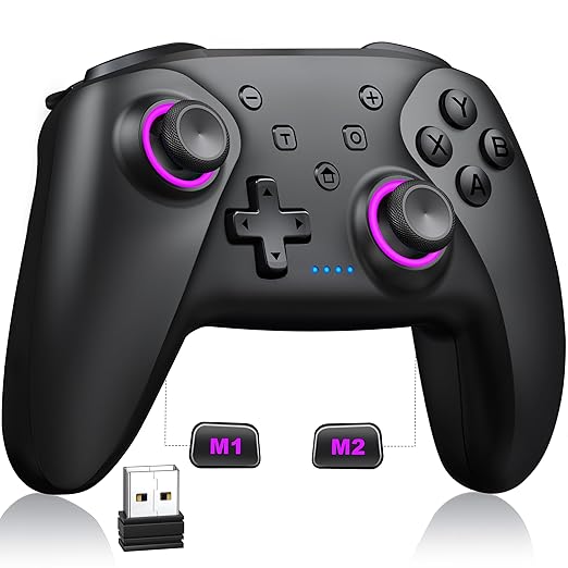Wireless PC Controller - Bluetooth Controller with Hall Effect Joysticks & Triggers, Cool Dynamic Light - No Stick Drift, No Dead Zone, 1000mAh Battery, Controller for PC, Switch, iOS and Android