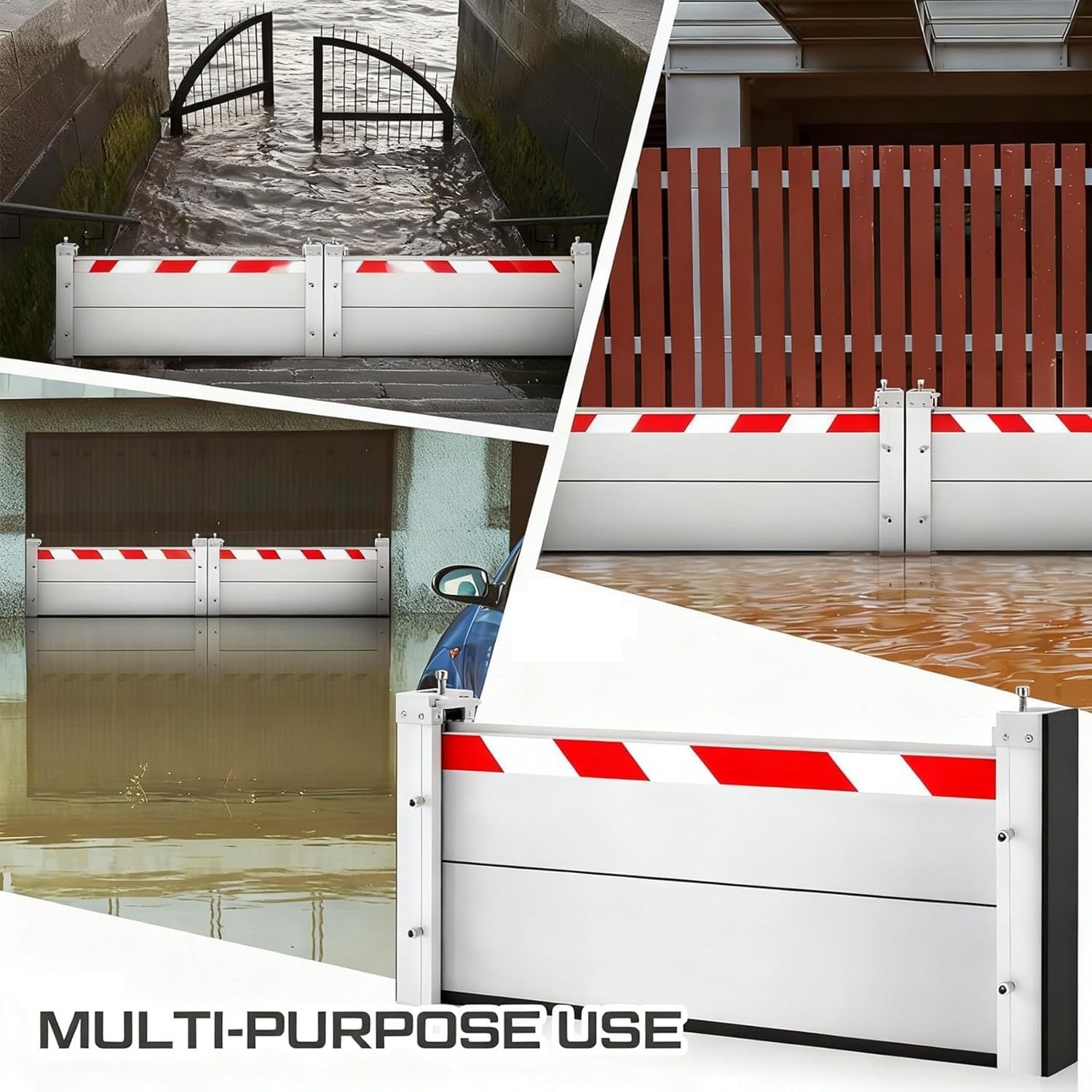 Alluminio Paratia Antiallagamento L 109cm * H 20cm Barriera Contro Le Inondazioni Riutilizzabile Barriera Antiallagamento Cancello Garage Porta Barriera di Protezione Contro Le Inondazioni