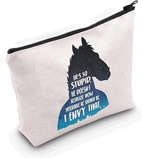 LEVLO Horse Man Fans Cosmetic Make Up Bag Cartoon Lover Gifts He's So Stupid Horseman Makeup Zipper Pouch Bag (He's So Stupid)