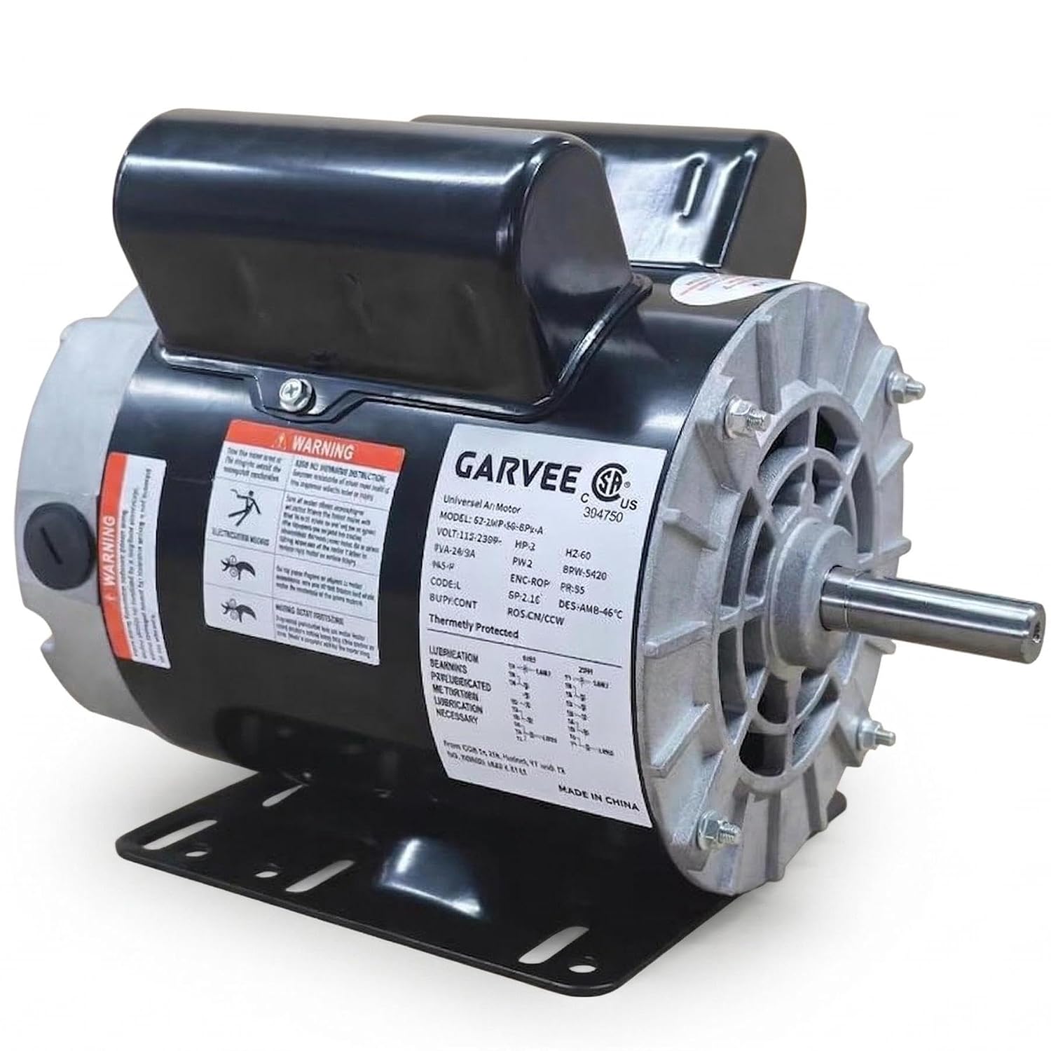 3HP SPL Air Compressor Electric Motor, 115/230V 56 Frame 3450 RPM with 5/8" Keyed Shaft 60 Hz, 1.88" Shaft Length-Single Phase, Ultra Quiet, Dual CW/CCW Rotation (Factory Setting is CCW)