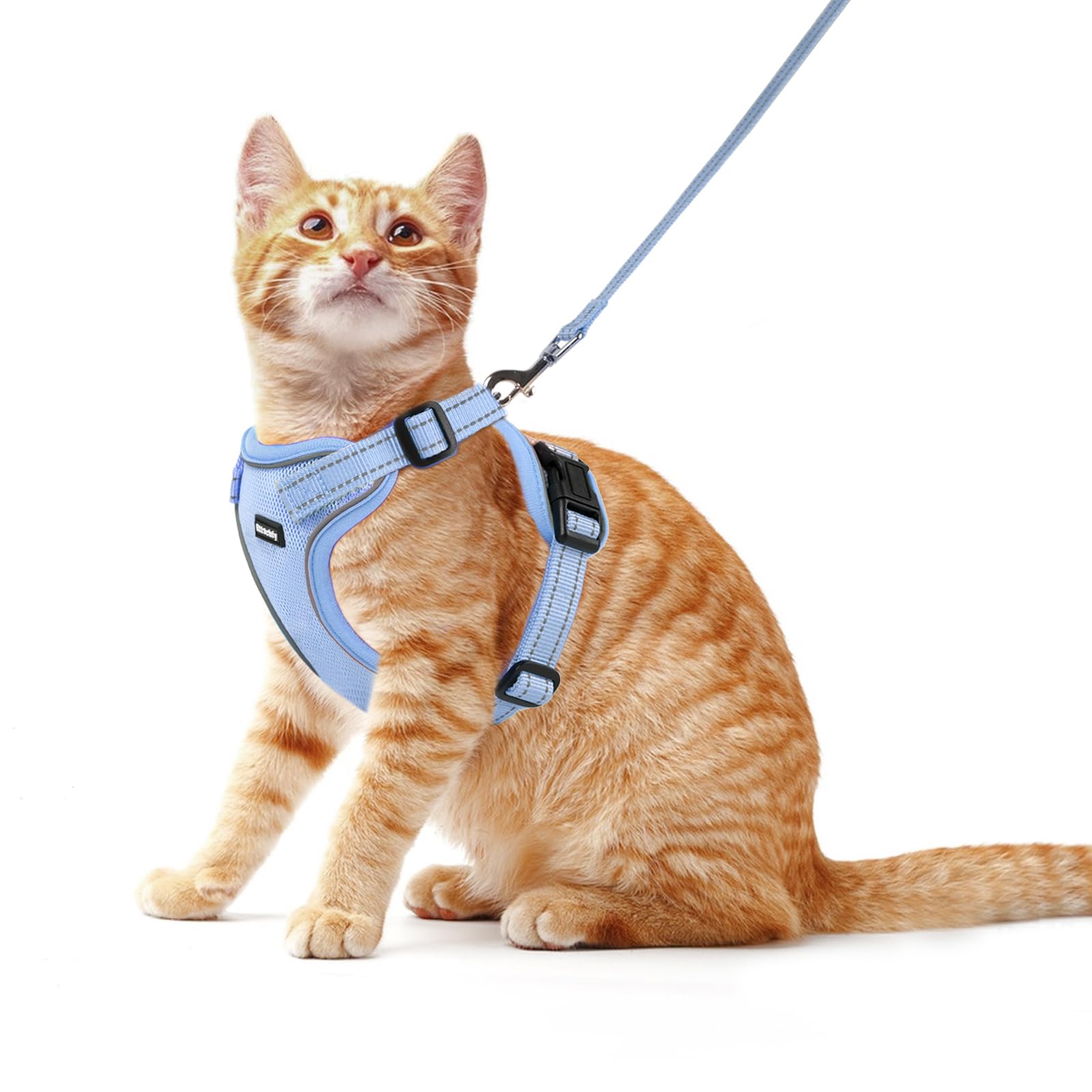 Rttochfy Cat Harness and Leash Set, Adjustable and Reflective Cat Vest, Escape Proof Kitten Harness, Easy to Put on with 3 Buckles for Cats Walking