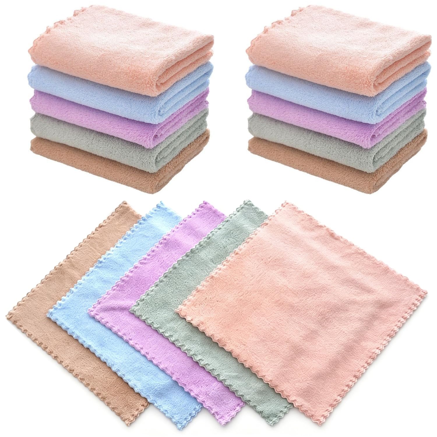 Vwejofff 15-Pack Soft Flannel Face Cloth, Baby Flannels Washcloth, Reusable Microfibre Face Towels for Makeup Removal and Facial Cleansing, Gentle Skin Care Cloths for Women and Kids, 23x23cm