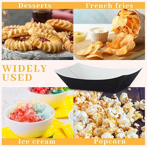 Miniatura 5 de Bandeja de papel desechable para alimentos, barcos de alimentos, resistente a la grasa, bandeja de palomitas de maíz para servir nachos, tacos,