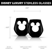Vista 2 de JoyJolt Disney - Juego de copas de vino sin tallo de lujo de Mickey Mouse. 2 vasos de cristal europeo para beber. Artículos navideños premium